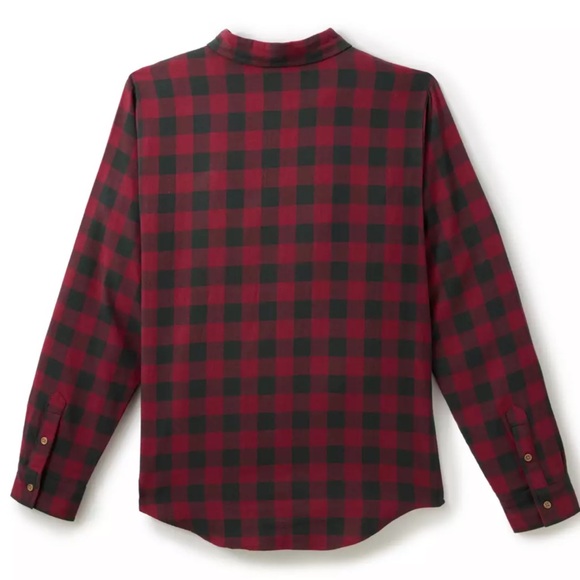 NWT Disney Christmas Santa Mickey Mouse Holiday Plaid Button Down Unisex Shirt - Picture 4 of 4